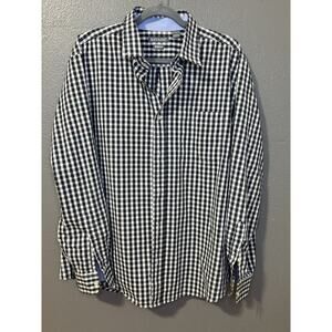 Savane Men's Black and White Checkered Stretch Shirt size XL